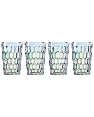 Godinger Set Of 4 Rex Iridescent Highballs In Blue