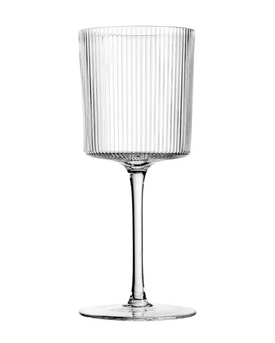 Godinger Set Of 4 Ribbed Red Wine Glasses In White