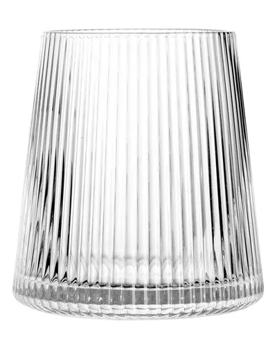 Godinger Set Of 4 Ribbed Stemless Wine Glasses In Transparent
