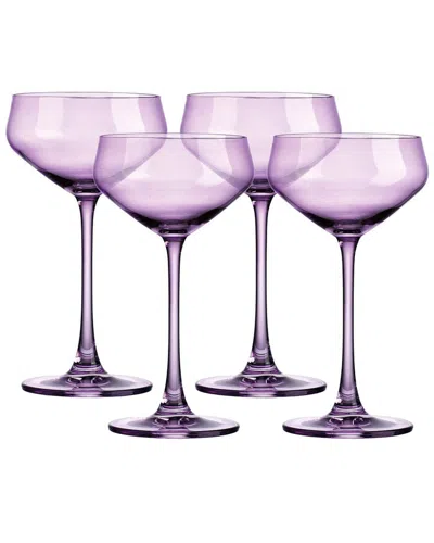 Godinger Set Of 4 Sheer Champagne Coupes In Purple