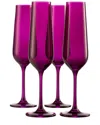 Godinger Set Of 4 Sheer Flutes In Purple