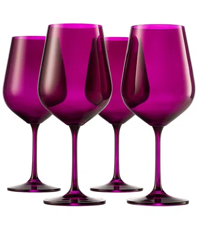 Godinger Set Of 4 Sheer Red Wine Glasses In Purple