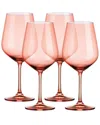 Godinger Set Of 4 Sheer Red Wine Glasses In Orange
