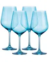 Godinger Set Of 4 Sheer Red Wine Glasses In Blue