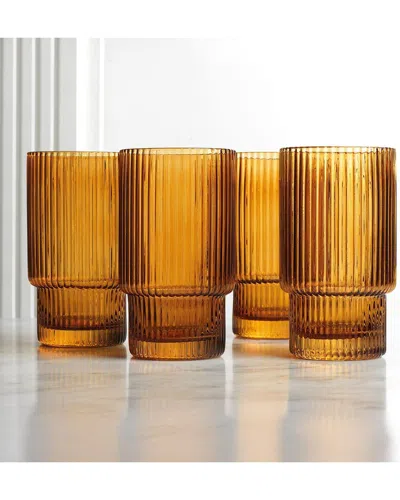 Godinger Set Of 4 Sullivan Street Highballs In Yellow