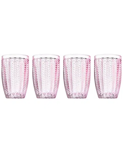 Godinger Set Of 4 Twill Highballs In Pink