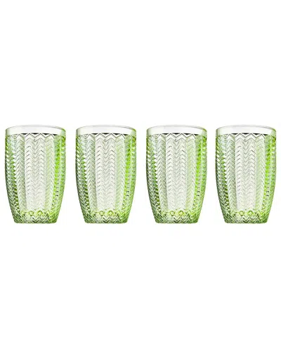 Godinger Set Of 4 Twill Highballs In Green
