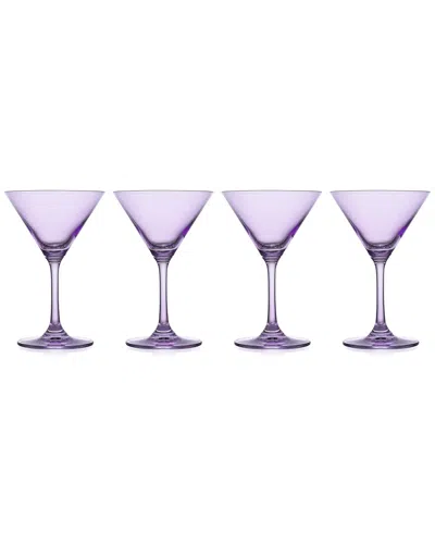 Godinger Set Of 4 Veneto Amethyst Martini Glasses