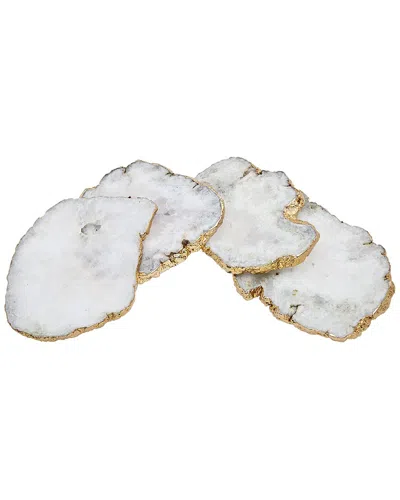 Godinger Set Of 4 White Quartz Coasters In Nocolor