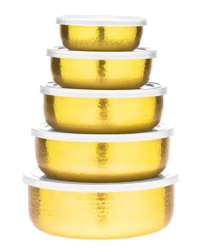 Godinger Set Of 5 Bowls & Lids In Gold