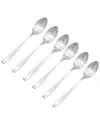 Godinger Set Of 6 Chisel Matte 18/0 Stainless Steel Teaspoon In Silver