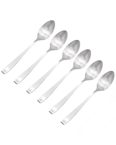 Godinger Set Of 6 Chisel Matte 18/0 Stainless Steel Teaspoon In Silver