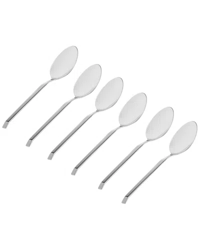 Godinger Set Of 6 Ramp Mirrored 18/0 Stainless Steel Teaspoon In Gray