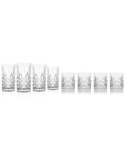 Godinger Set Of 8 Dublin Acrylic Double Old Fashion & Highballs In Transparent
