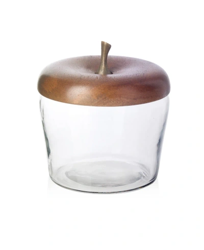 Godinger Apple Glass And Wood Storage Canister In Clear