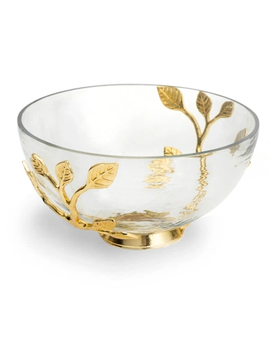 Godinger Bird Glass Bowl With Brass Base With Intertwined Gold-tone Accents On Glass In White