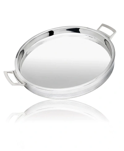 Godinger Signature Collection Classic Stainless Steel 12" Round Tray In Silver