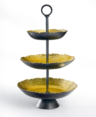 Godinger Three Tier Gold-tone Server In Black