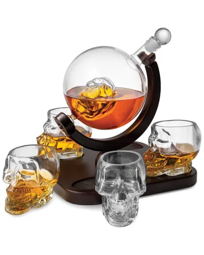 Godinger Skull 5 Piece Whiskey Decanter Set In Multi