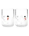 Godinger Snowman Double Old Fashioned Glasses, Set Of 2 In White