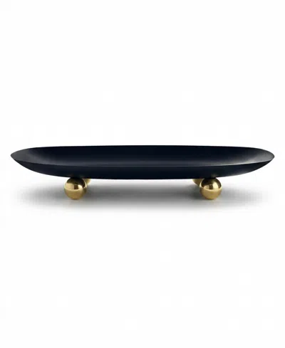 Godinger Temari Footed 5.62" Oval Platter In Black