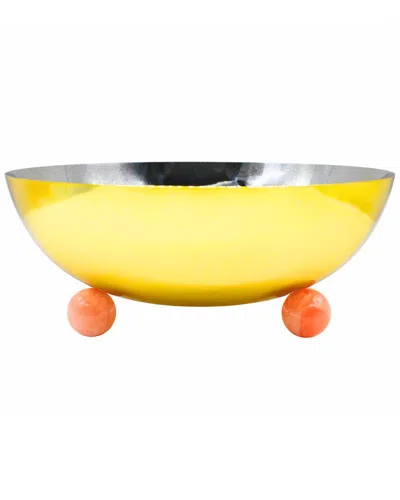 Godinger Temari Footed Salad Serving Bowl In Yellow