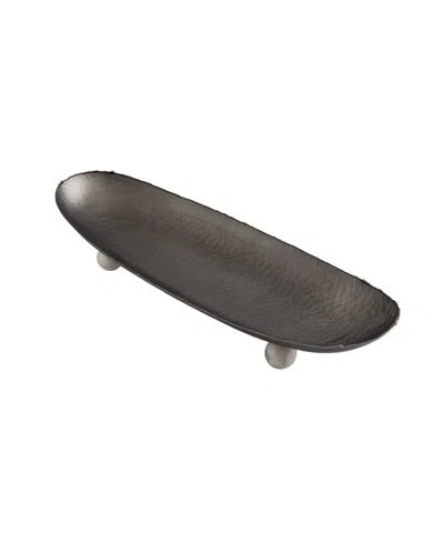 Godinger Temari Hammered Gunmetal Footed 5.62" Oval Platter In Black