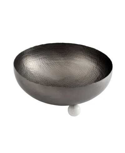 Godinger Temari Hammered Gunmetal Footed 9" Salad Bowl In Gray