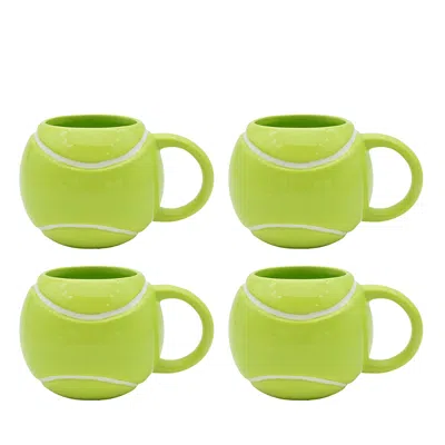 Godinger Tennis Ball Mugs, Set Of 4 In Green
