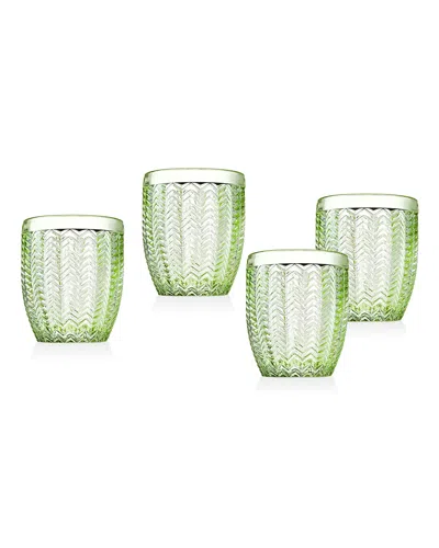 Godinger Twill Double Old-fashioned Glasses, Set Of 4 In Green