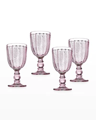 Godinger Twill Pink Goblet Glasses, Set Of 4 In Clear