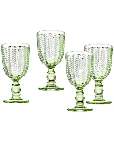Godinger Twill Set Of 4 Goblets In Green