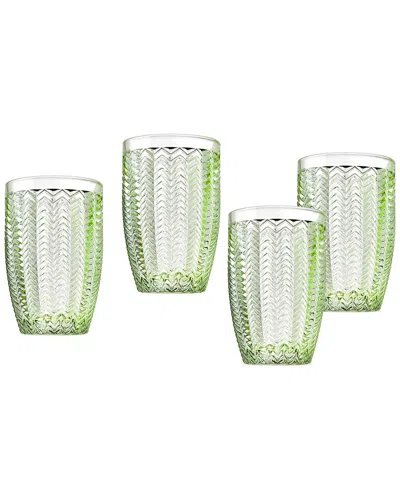 Godinger Twill Set Of 4 Highball Glasses In Green