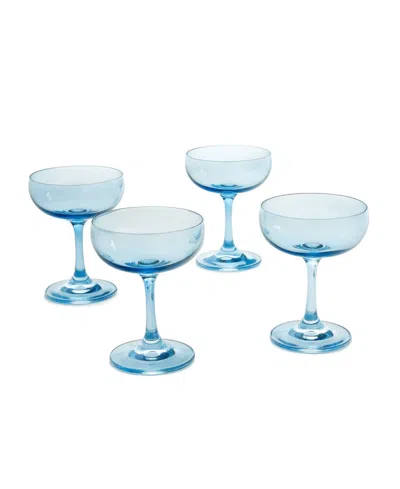 Godinger Veneto Champagne Coupe Glasses, Set Of 4 In Blue