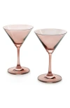 Godinger Veneto Set Of 2 Martini Glasses In Pink
