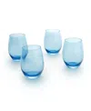 Godinger Set Of 4 Veneto Frost Stemless Wine Glasses In Blue