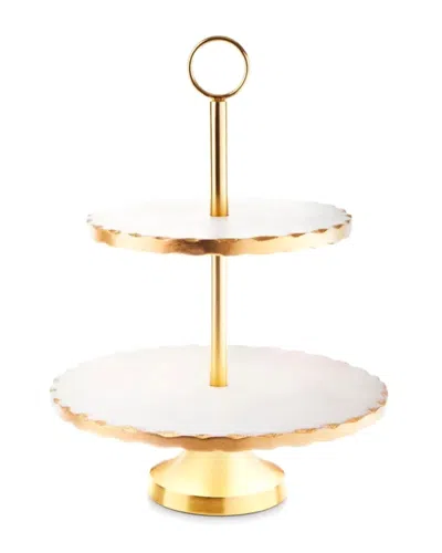 Godinger White Marble 2-tier Serving Stand In Gold