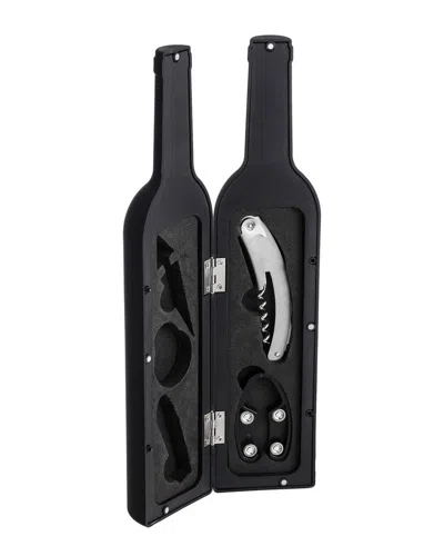 Godinger Wine Bottle 5pc Wine Tool Set In Silver