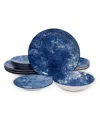 Godinger Wingate Blue Porcelain 12pc Dinnerware Set In Blue