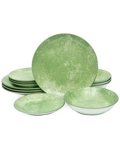 Godinger Wingate Green 12 Piece Dinnerware Set, Service For 4 In Lime