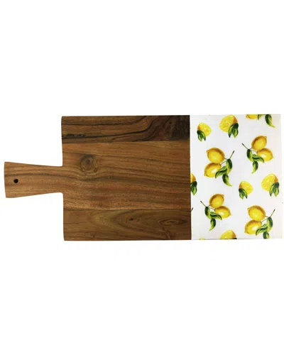 Godinger Wood Pad Broad With Lemon Decal In White
