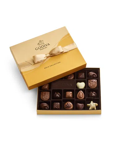 Godiva Assorted Chocolate Gold Gift Box, 18 Pieces In Transparent