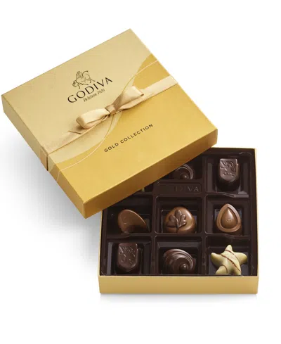 Godiva Assorted Chocolate Gold Gift Box, 9 Pieces In Transparent