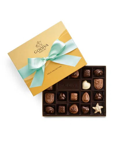 Godiva Assorted Milk Chocolate Gift Box With Aqua Ribbon, 18 Pieces In No Color