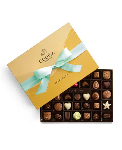 Godiva Assorted Milk Chocolate Gift Box With Aqua Ribbon, 36 Pieces In No Color