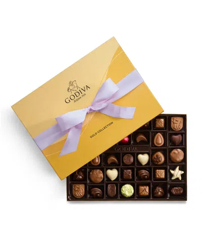 GODIVA ASSORTED MILK CHOCOLATE GIFT BOX WITH ORCHID RIBBON, 36 PIECES