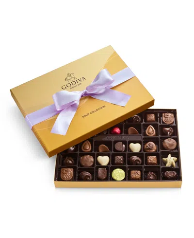 Godiva Assorted Milk Chocolate Gift Box With Orchid Ribbon, 36 Pieces In Transparent