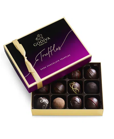 Godiva Dark Truffles Gift Box, 12 Pieces In Transparent