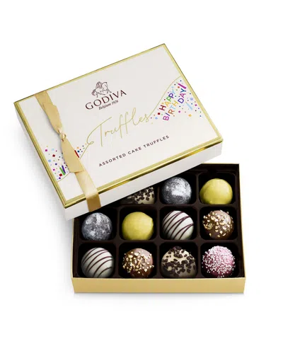 Godiva Happy Birthday Truffle Gift Box, 12 Pieces In Transparent