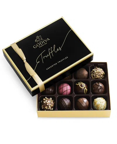 Godiva Signature Truffles Assorted Chocolate Gift Box, 12 Pieces In Transparent